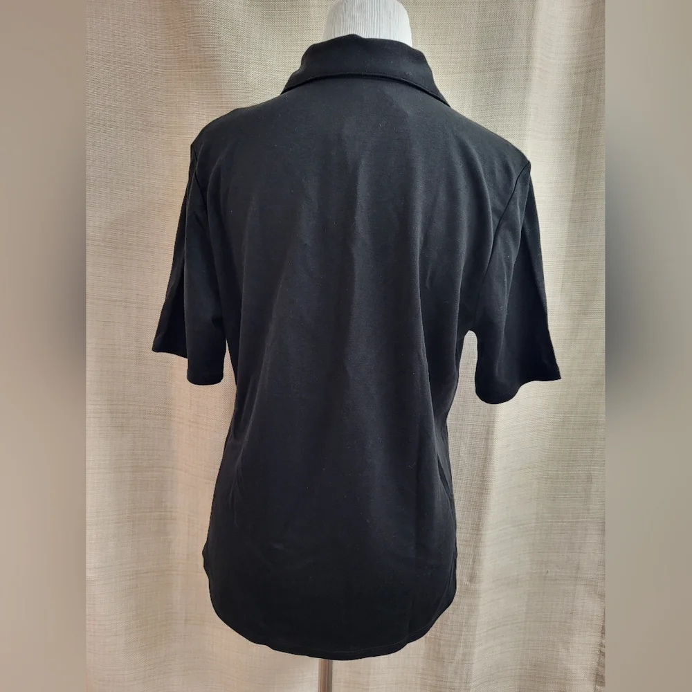 Banana Republic Women's Black Button Down Short Sleeve Shirt Size Large NWT - Picture 3 of 12